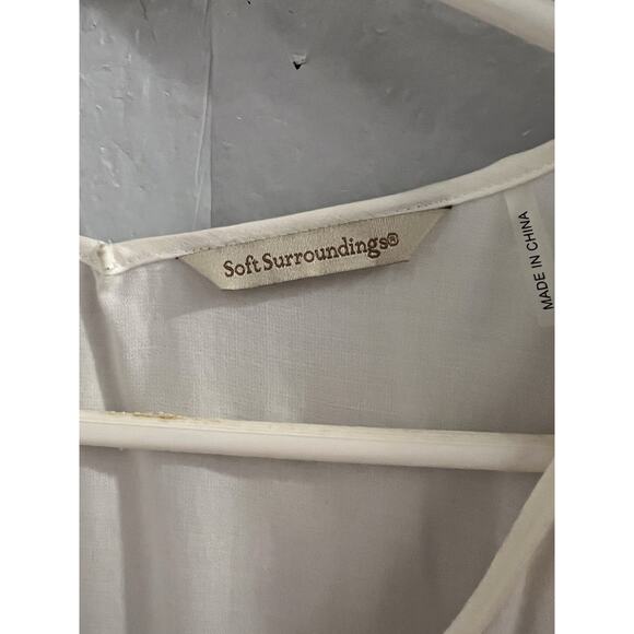 Soft Surroundings White Short Sleeve Braided V Neck Tunic Top Sz Xl Beach Resort - Picture 3 of 7